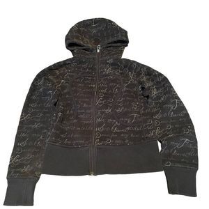 Lululemon Scuba Hoodie II Manifesto Script *Black/Tan* Size 2